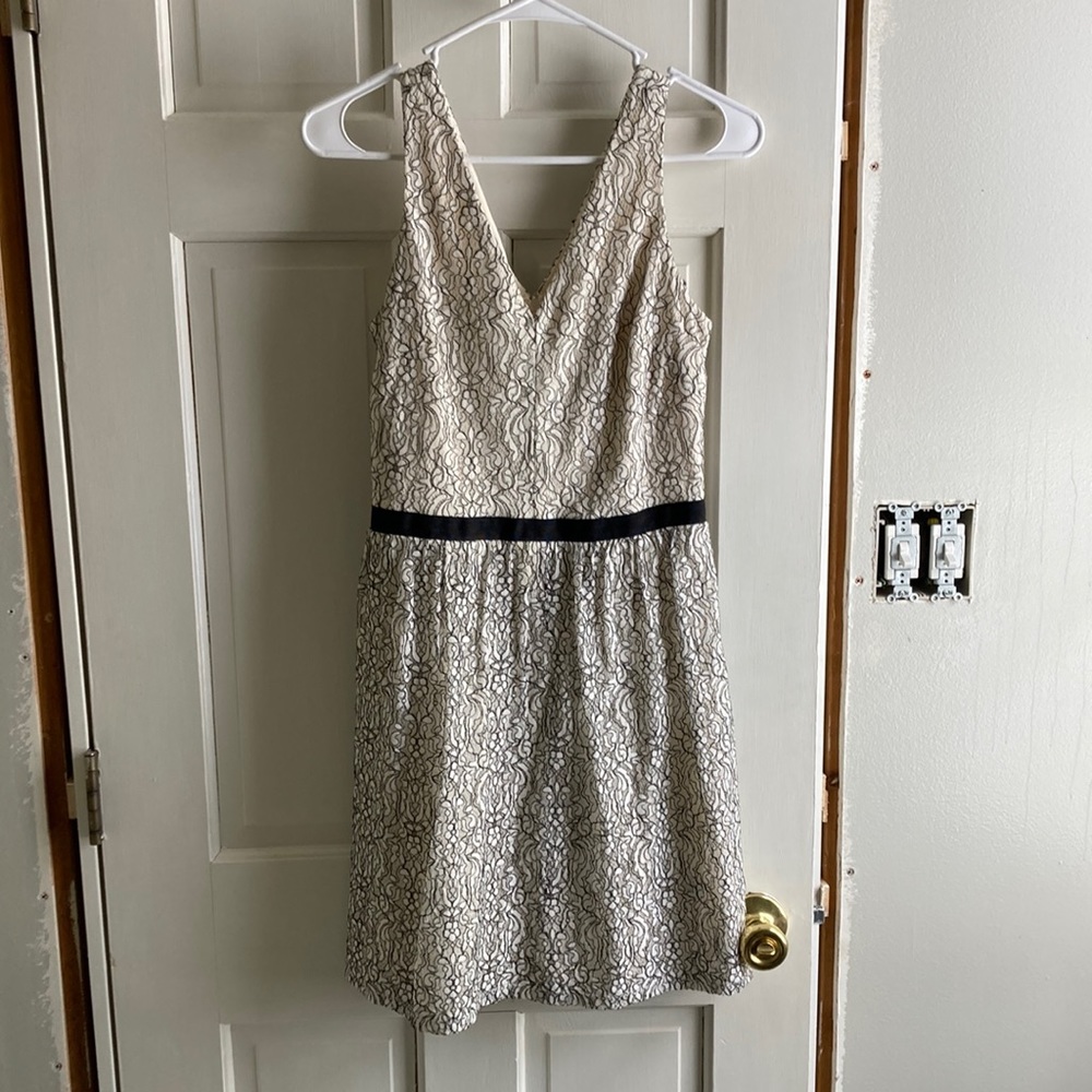 Black and white lace above knee semi-formal dress